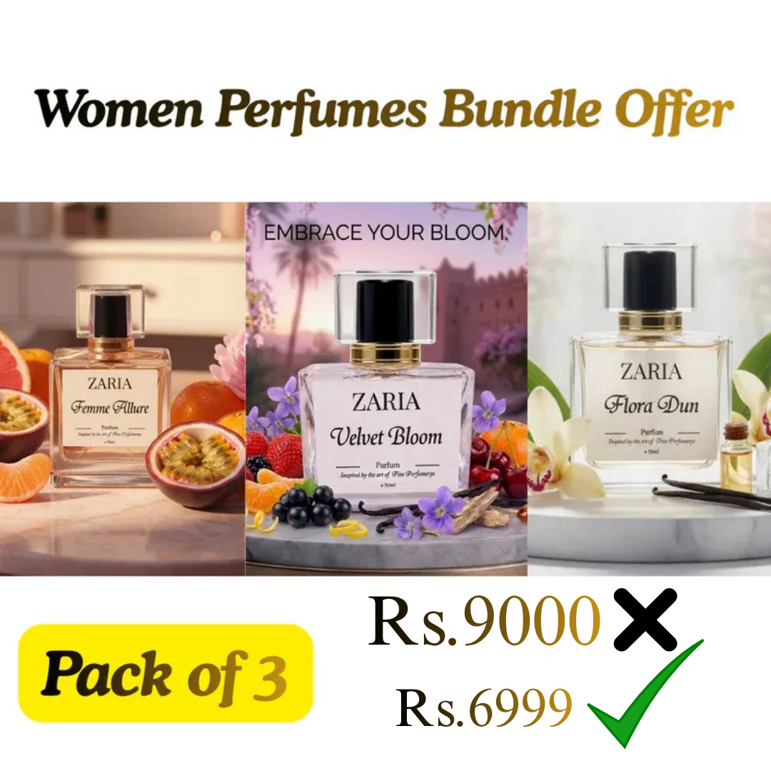 Women Perfumes Bundle Offer Pack Of 3 - Velvet Bloom + Femme Allure + Flora Dun