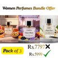 Zaria women's perfumes bundle offer with three different scents on a white background.
